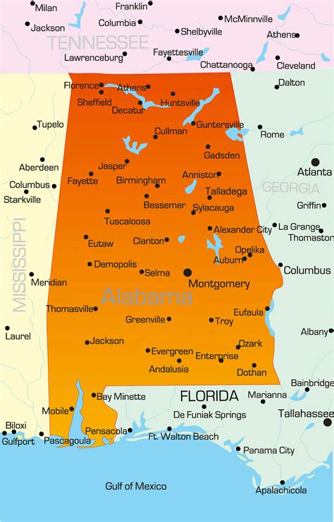 Alabama State Map With Cities Map