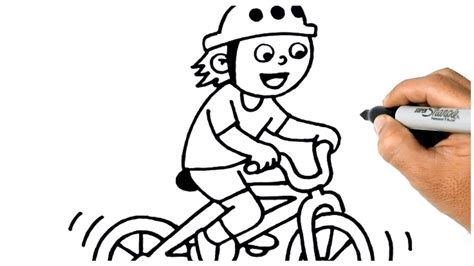 How To Draw A Boy Riding A Bike Step By Step Easy Drawings Youtube