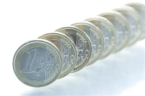 Euro Coins Line With Reflection Picture Image 4267181