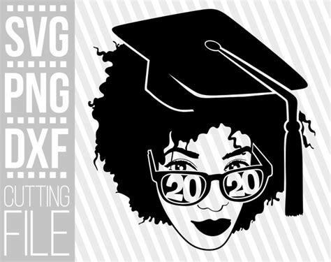 Graduation Black Woman With Glasses Svg Afro Woman Svg 2020 Etsy