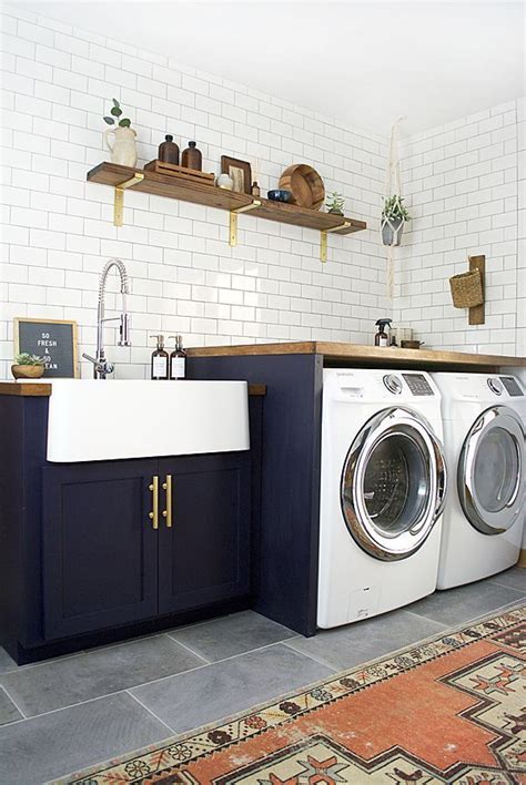 Modern Navy Laundry Room Reveal Modern Laundry Rooms Laundry Room