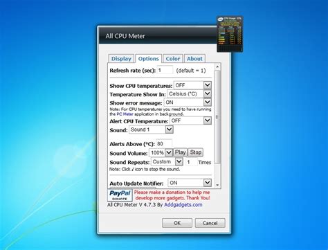 Collecting these metrics from sensors can help you take remedies to prevent your cpu from damage. All Cpu Meter - Windows 7 Desktop Gadget