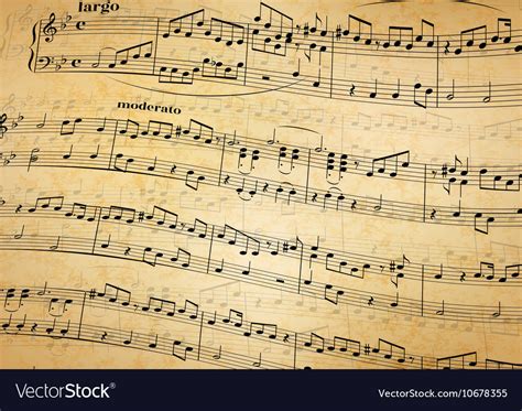 Music Notes On Stave Old Paper Background Vector Image