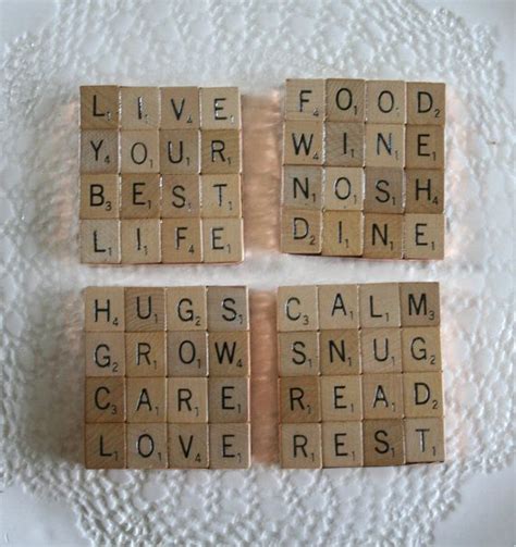 Scrabble Coasters Set Of 4inspirational Scrabble Letter Crafts