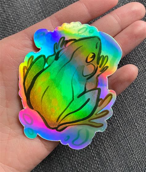 Holographic Vinyl Frog Sticker Etsy