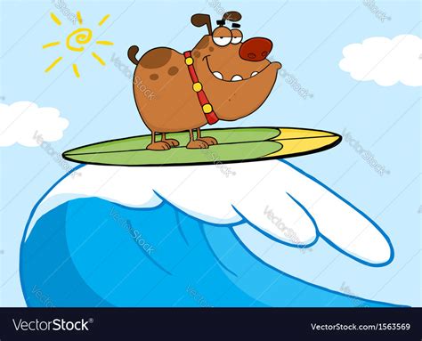 Dog Surfing Cartoon Royalty Free Vector Image Vectorstock