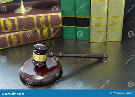 Wooden Judges Gavel Golden Scales Justice Stock Photo Image Of
