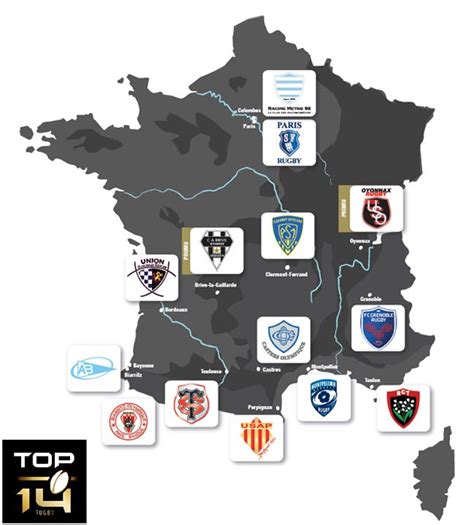 France Map Of Rugby Top 14 Teams Rugby Top14 Dessin Rugby Rugby