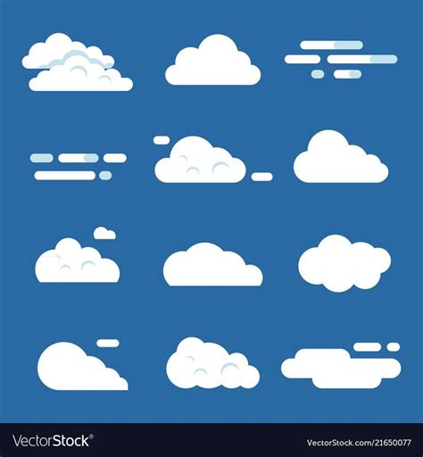 Various Clouds Flat Illustrations Isolated Vector Weather Cloud In