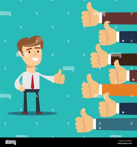 Business Man Give Thumb Up Sign Many Hands With Thumbs Up Stock