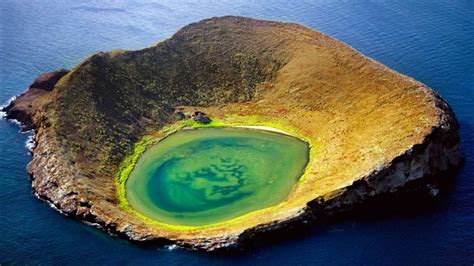 Nature Landscape Volcano Crater Lake Island Ecuador Sea Wallpaper