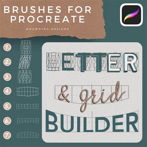 14 Lettering Builder Grids Procreate Grid Builder Brushes Etsy