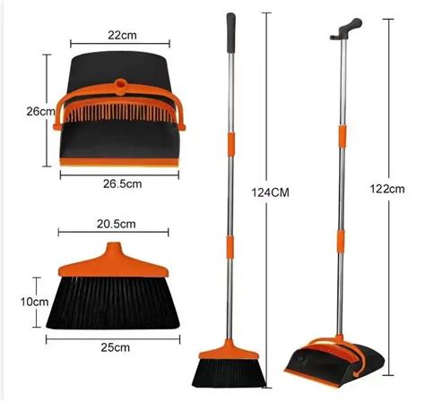 Broom And Dustpan Comb Set For Home Super Long Handle Upright Standing