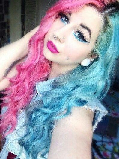 Half Pink And Half Blue Hair Tumblr