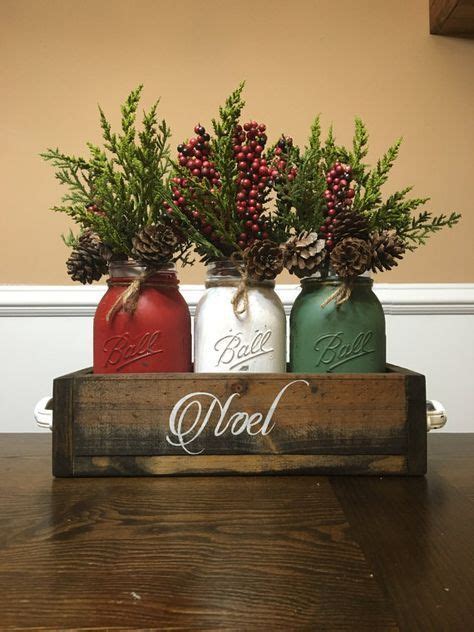 Mason Jar Christmas centerpiece, mason jar christmas, noel, mason jar