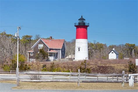 Nauset Lighthouse Along The Cape Cod National Seashore Stock Image