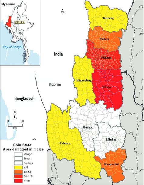 Map Of Chin State And Rodent Outbreak Areas 2007 09 In A Maize And