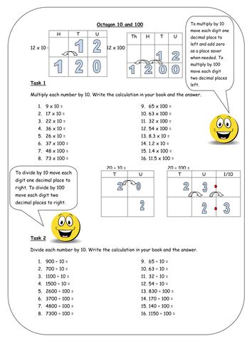 Multiply And Divide By 10 And 100 Homework Teaching Resources