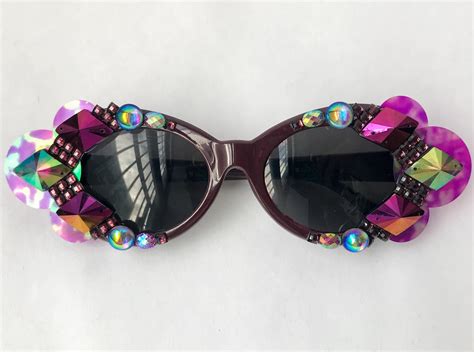 Purple Rhinestone Clout Goggles Purple Clout Glasses