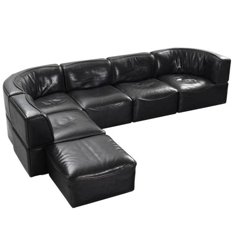 Shaped leather sectional sofa knowledgebase. De Sede 'DS-15' Modular Sofa in Black Buffalo Leather For ...