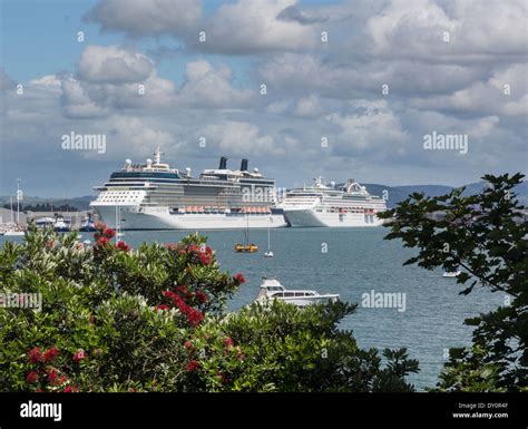 Cruise Ships In The Bay Of Plenty At Tauranga New Zealand Stock Photo