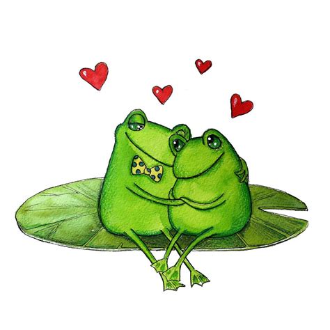 Frogs In Love Frog Illustration Frog Art Frog Drawing