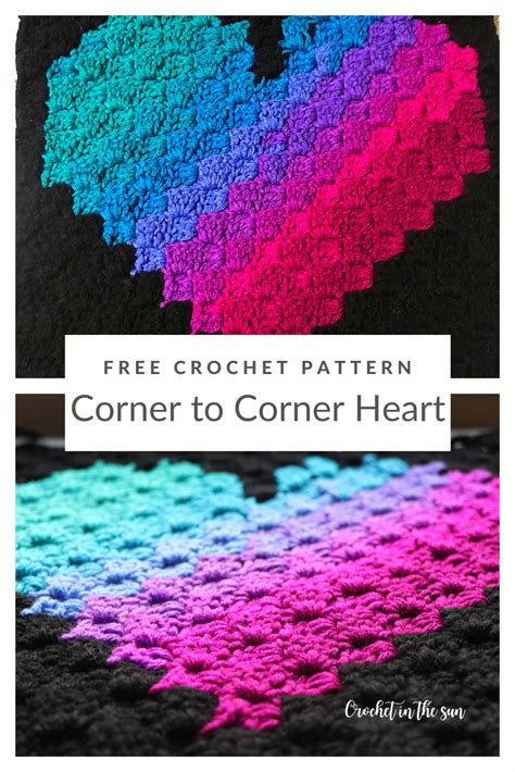 Corner To Corner Heart Free Crochet Pattern This Free Pattern Includes