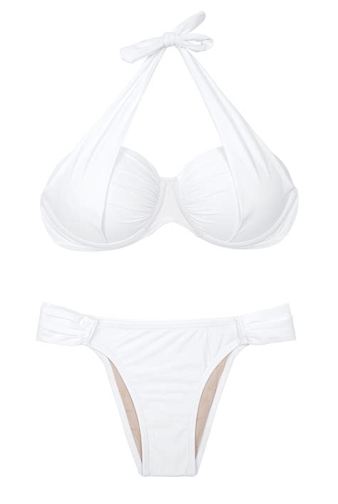 White Bathing Suit With Push Up Top With Underwire Drapeado White