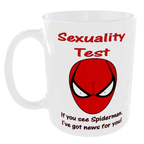 Sexuality Test Spiderman Boobs Mug Umug Funny Novelty Mugs