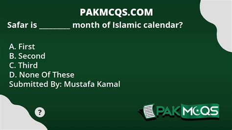 Safar Is Month Of Islamic Calendar Pakmcqs