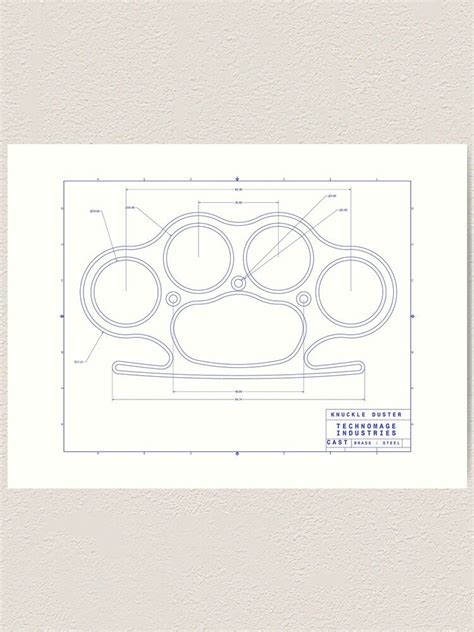 Knuckle Duster Blue Schematic Art Print By Aromis In 2022 Knuckle