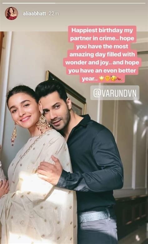 Alia Bhatt Wishes Kalank Co Star Varun Dhawan Happiest Birthday My Partner In Crime