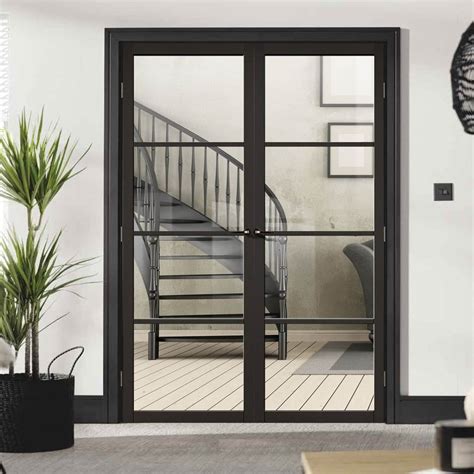 Soho 4 Pane Black Primed Door Pair - Clear Glass in 2020 ...
