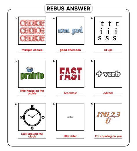Printable Rebus Puzzle Brain Teasers Answers Brain Teasers Word