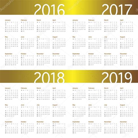 Календарь 2016 2017 2018 2019 — Векторное изображение © Dolphfynlow