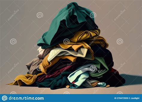 Pile Of Discarded Clothing And Textiles Highlighting The Issue Of Fast