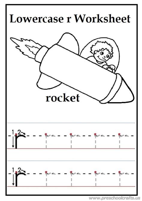 Writing Uppercase Letter R Is For Rocket Worksheets For 1st Grade