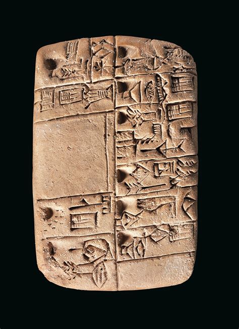 A Mesopotamian Proto Cuneiform Clay Tablet With Account Of Monthly