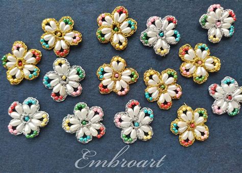 10 Pcs Beaded Handmade Applique Beadwork Crochet Flower Star Etsy India