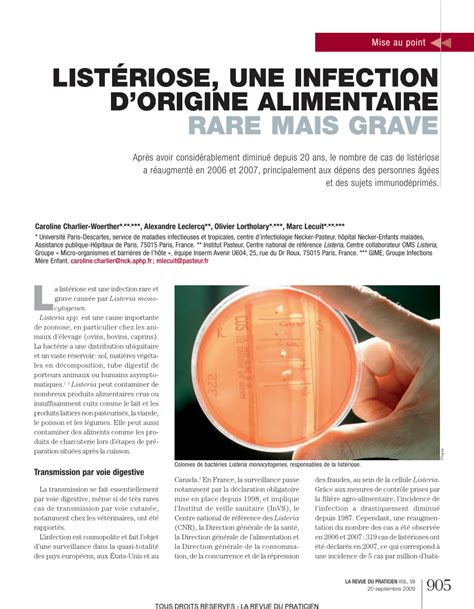 Pdf Listeriosis A Rare But Severe Foodborne Infection