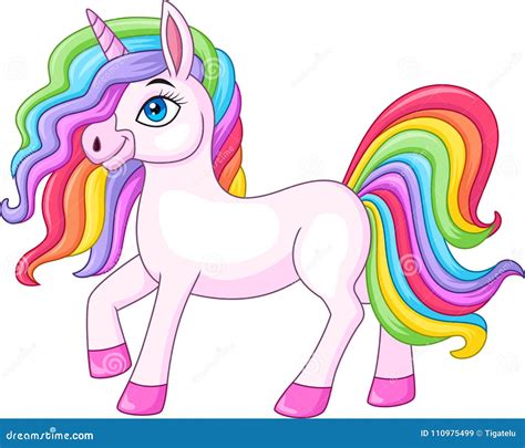 Cartoon Rainbow Unicorn Horse Stock Vector Illustration Of Horn Myth