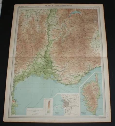 Map Of Andfrance South Eastern Section From 1920 Times Atlas Plate 31