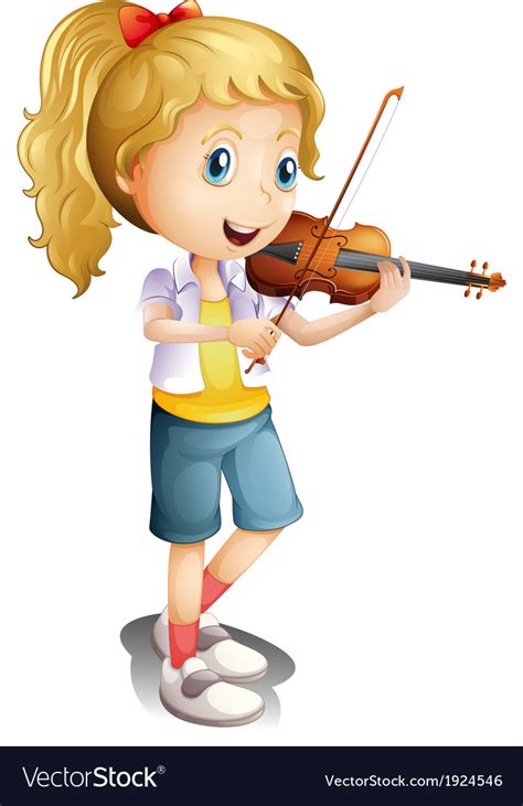 A Girl Playing With Her Violin Royalty Free Vector Image