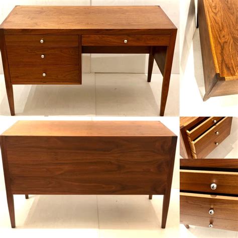 American Mid Century Modern Small Walnut Desk With Chrome