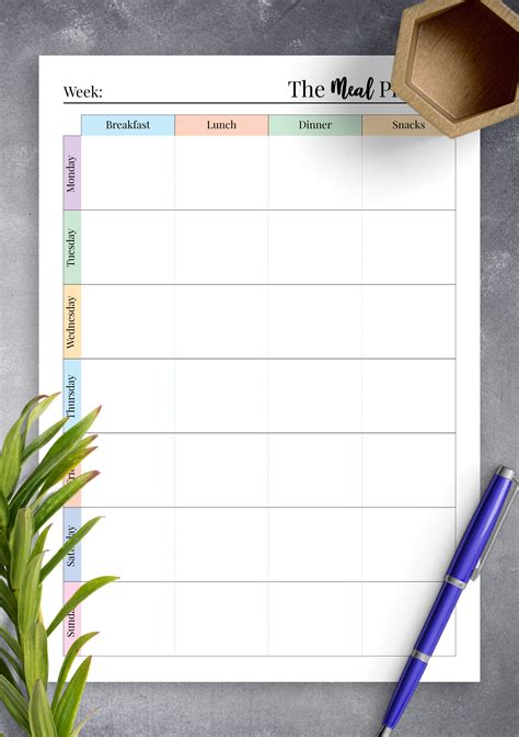 Download Printable Colorful Weekly Meal Planner With Grocery List Pdf