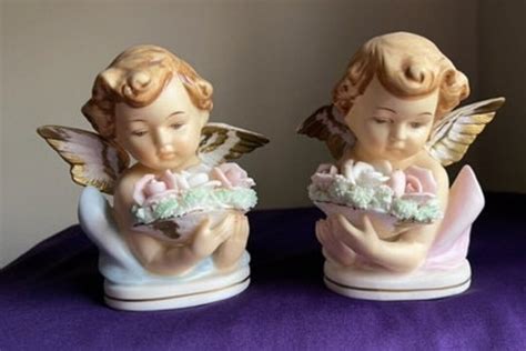 Cherub Angel Figurines 2 Porcelain Tilsojapan 6904 12c Etsy