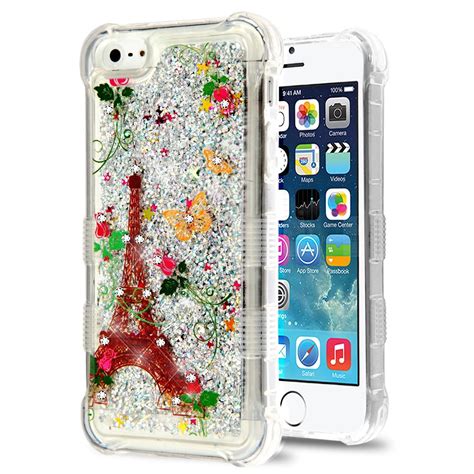 For Iphone Se Case By Insten Luxury Quicksand Glitter Liquid Floating