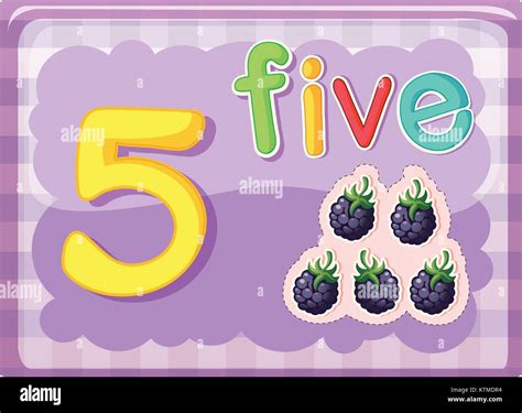 Illustrated Flash Card Showing The Number 5 Stock Vector Image And Art