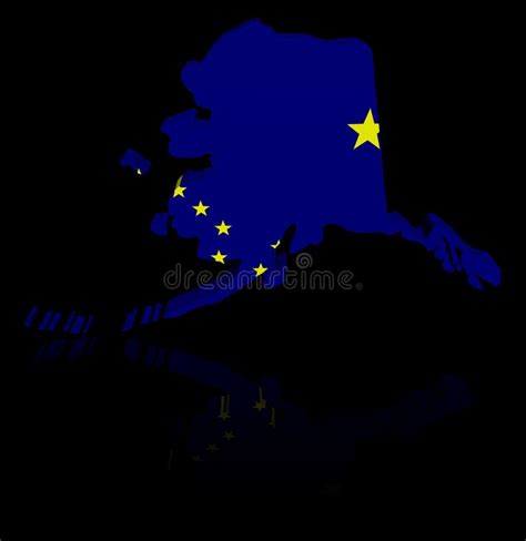 Alaska Map Flag With Reflection Illustration Stock Illustration