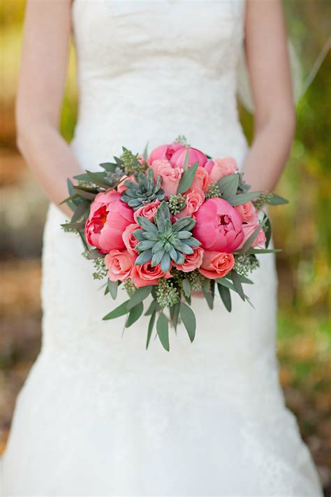 Peony Rose And Succulent Bouquet